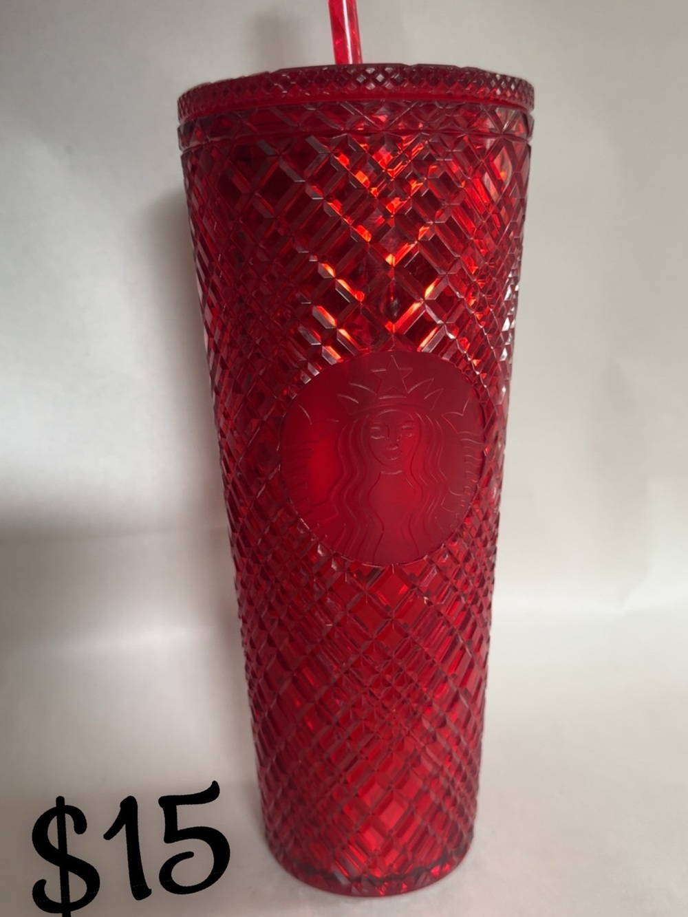 Starbucks Red Faceted Reusable Tumbler with Straw